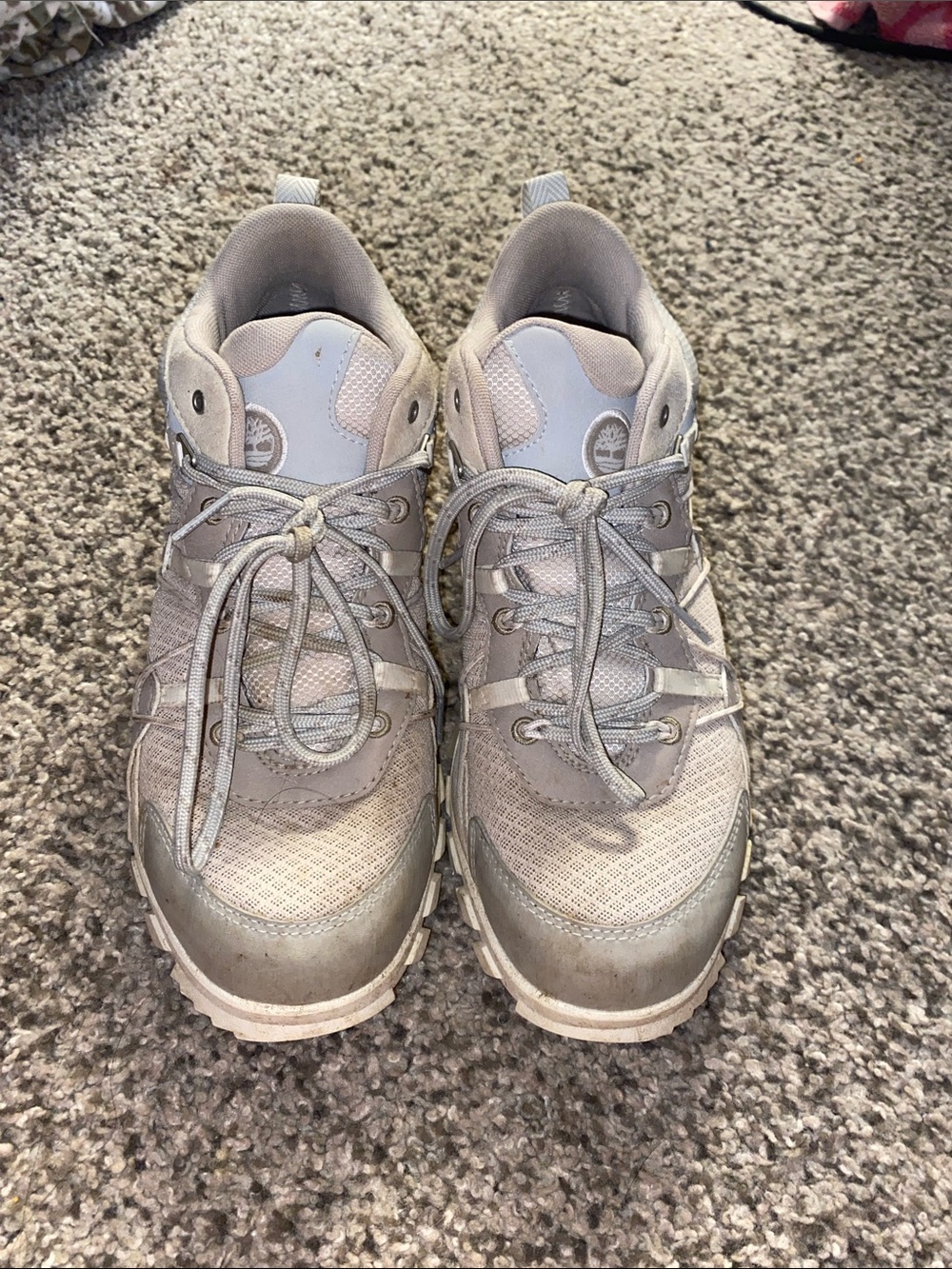 Timberland Women's Beige Gray Lace-Up Sneakers